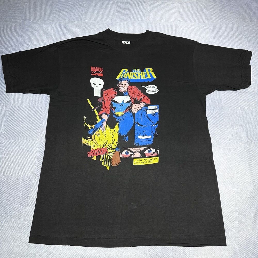 Vintage 1990s The Punisher Skull Marvel Comics T-Shirt Sz Large READ DESCRIPTION